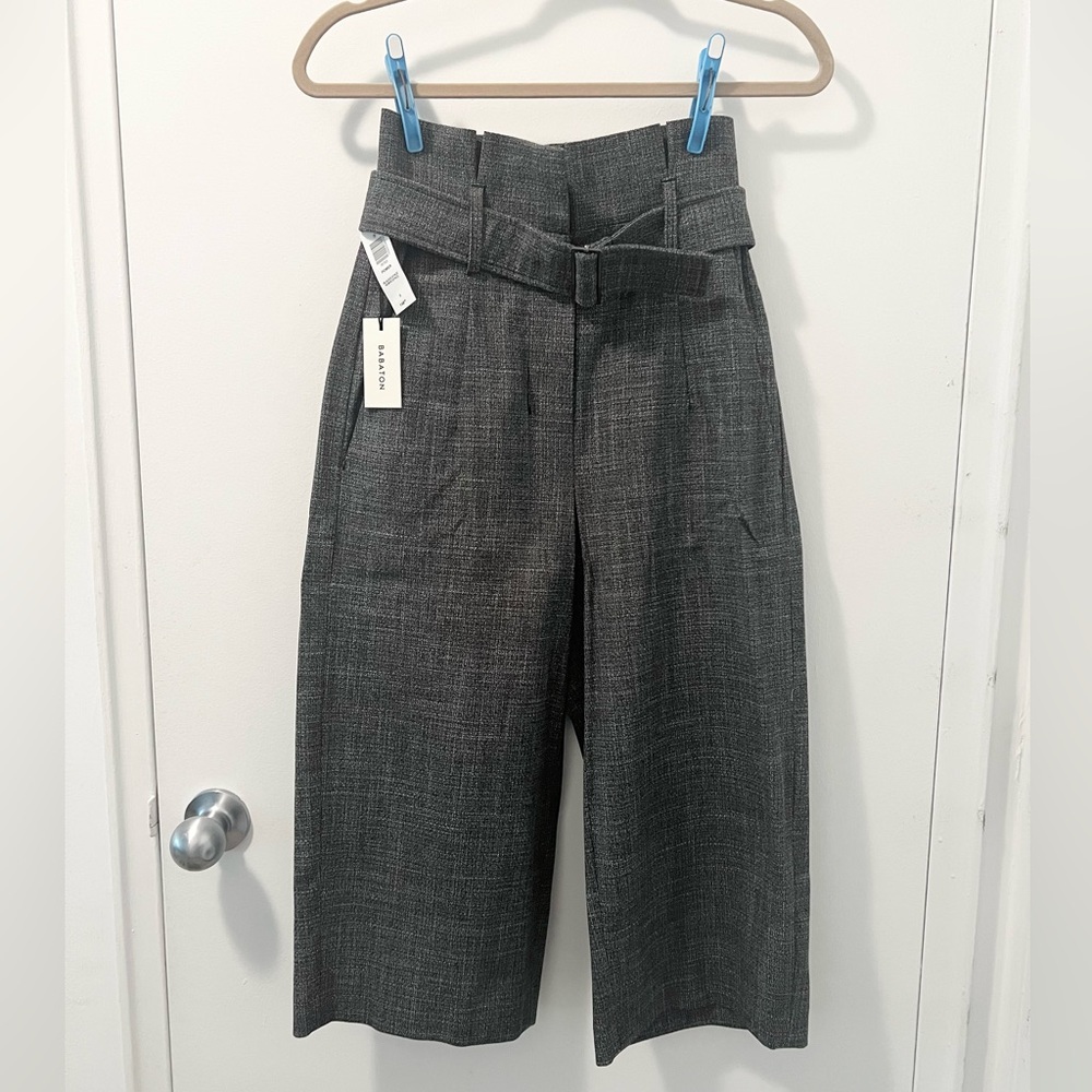 NWT Aritzia Babaton Power High-Waisted Wide Leg Crop Trousers/Pants Size 0